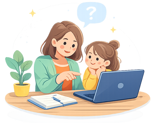 Parent and child looking for help
